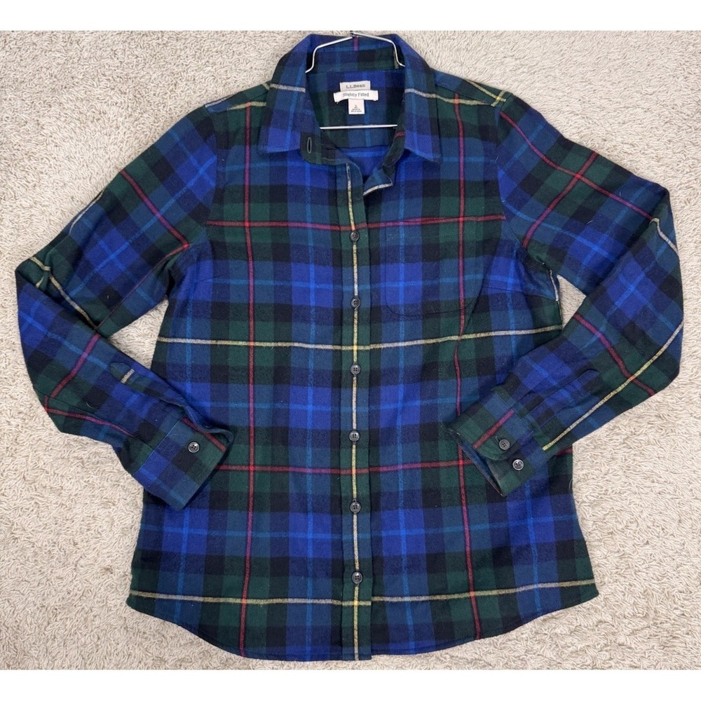 LL Bean Slightly Fitted Blackwatch Plaid Long Sleeve Button Up Shirt Size S Hike - Picture 7 of 12